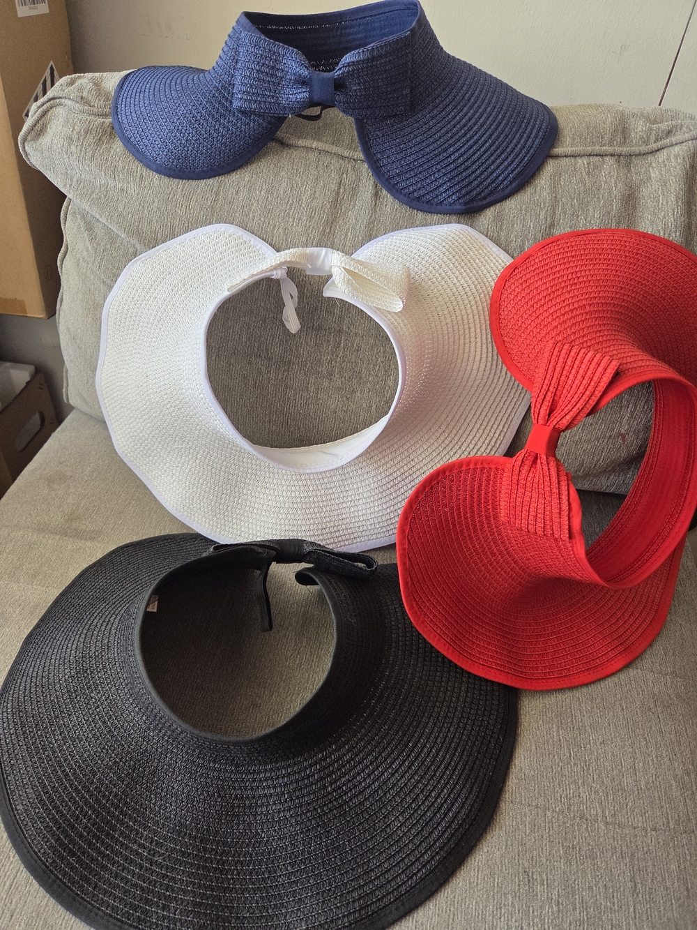 Women's Sun Visor Hat - Navy, White, Red, Black